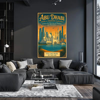 Abu Dhabi Skyline Vintage Art Travel Poster