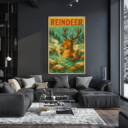 Relaxed Reindeer in Nature Animal Poster