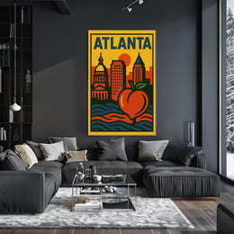 Atlanta Skyline And Peach Poster