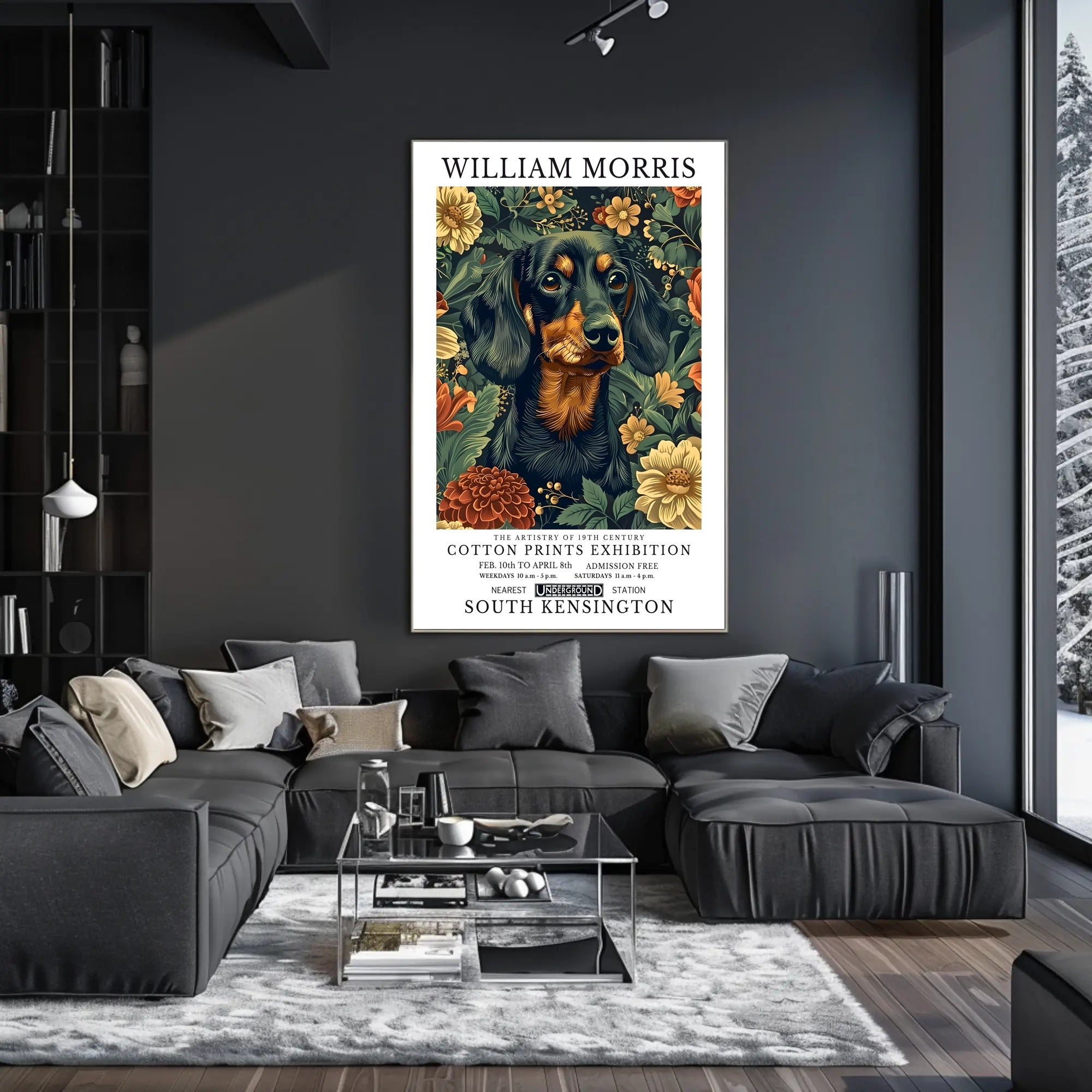 19th Century Dachshund and Floral Prints Cultural Poster