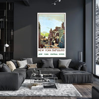New York City Skyline Travel Poster Vintage Wall Art