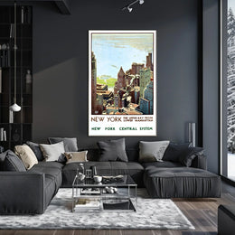 New York City Skyline Travel Poster Vintage Wall Art