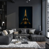 Illuminated Eiffel Tower at Night Poster