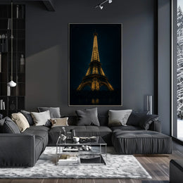 Illuminated Eiffel Tower at Night Poster