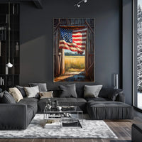 Flag Drape Rustic Barn American Flag Art Farmhouse Poster
