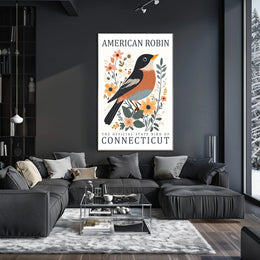 American Robin Connecticut State Bird Poster Art