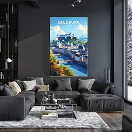 Salzburg's Iconic Cityscape Travel Poster
