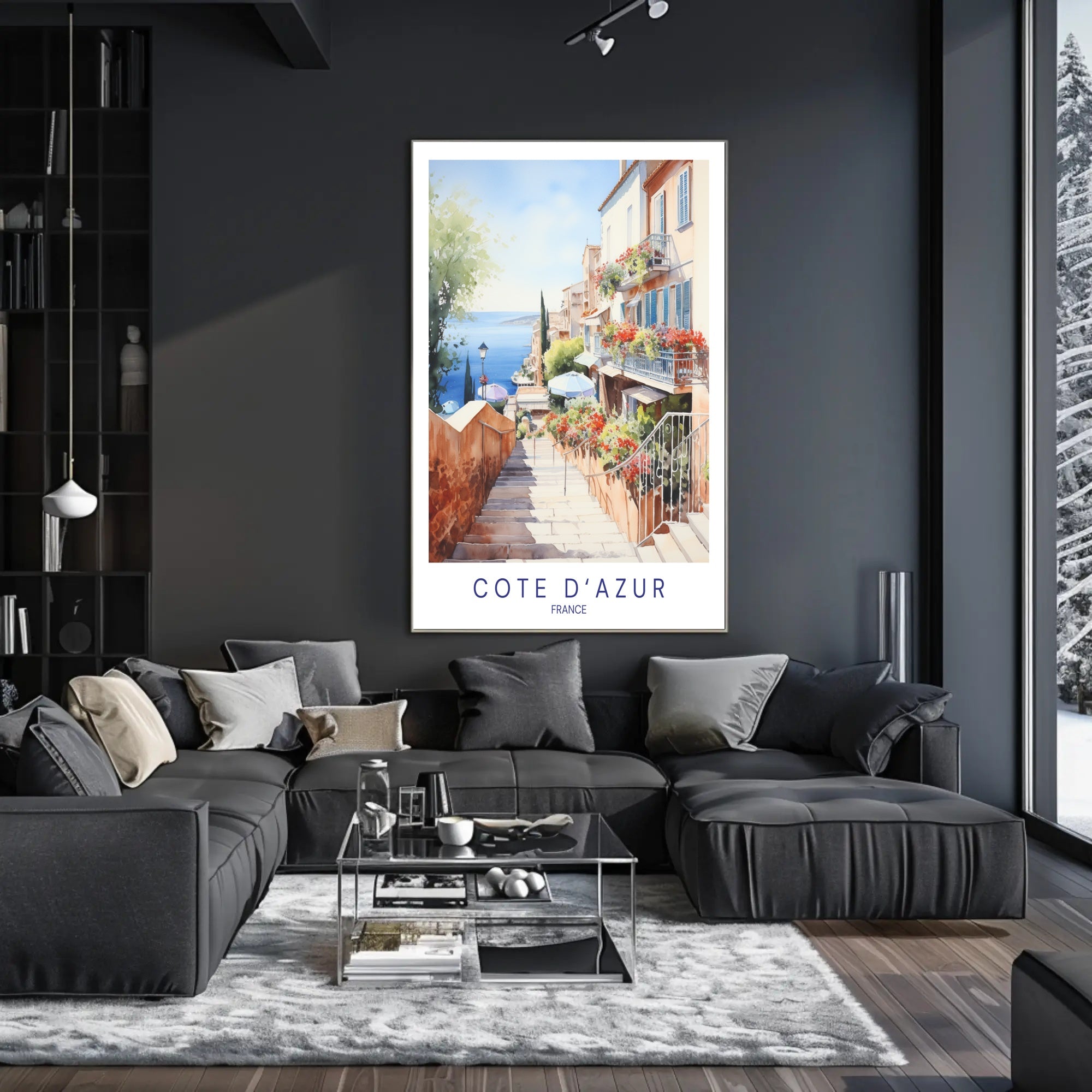 Côte d'Azur Watercolor Scenic Travel Poster PosterGoat