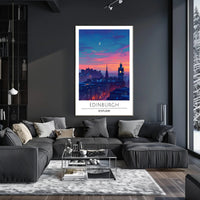 Edinburgh Evening Skyline Travel Poster