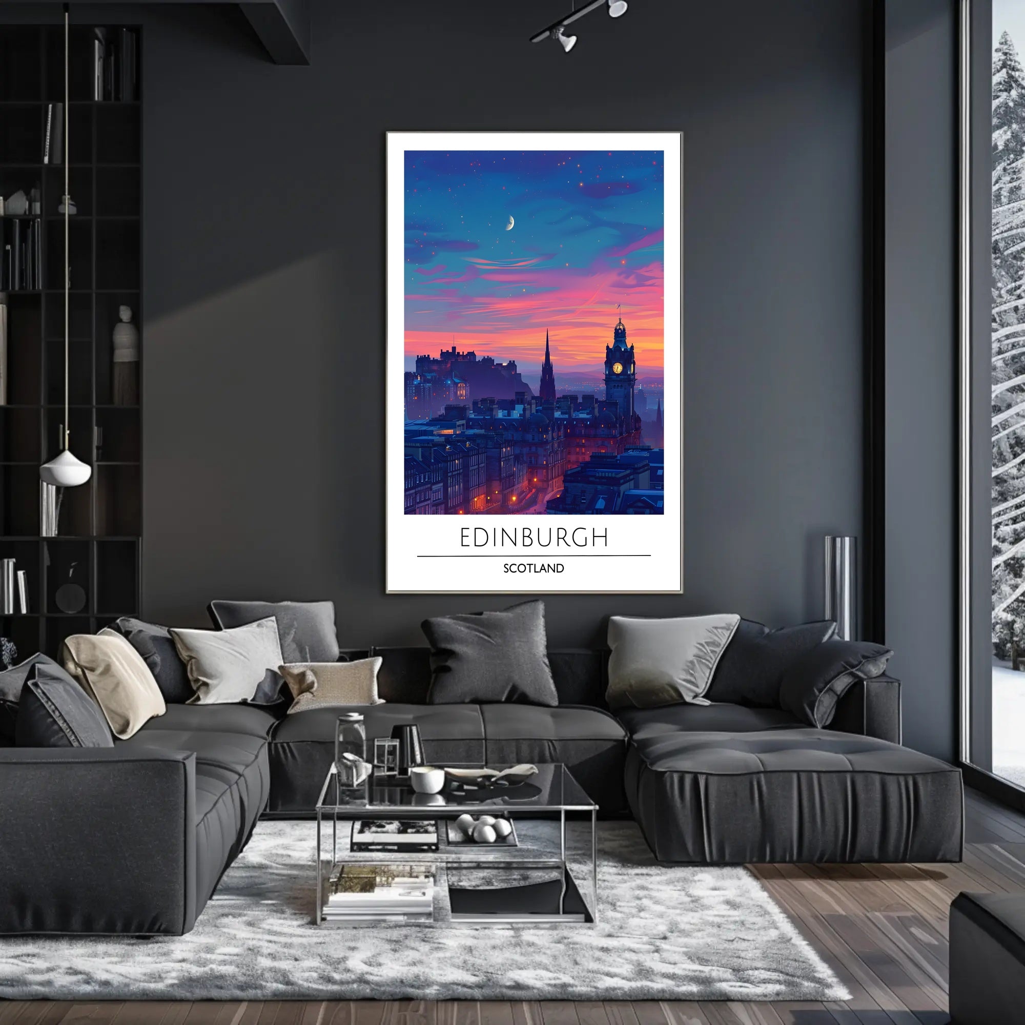 Edinburgh Evening Skyline Travel Poster