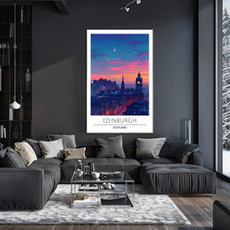 Edinburgh Evening Skyline Travel Poster