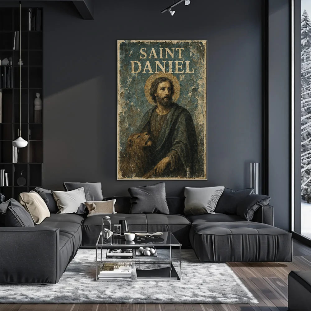 Vintage Saint Daniel Religious Art Poster
