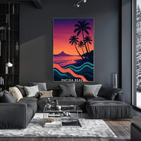 Matira Beach Retro Sunset Travel Poster PosterGoat