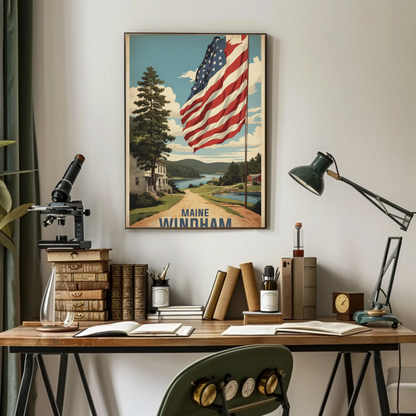 Windham New Hampshire Autumn Riverscape Vintage Travel Poster