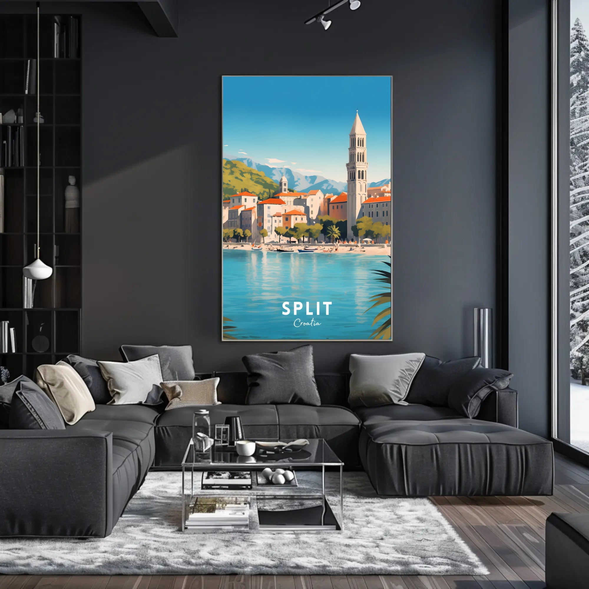 Split Croatia Travel Poster Vibrant Waterfront Cityscape Art