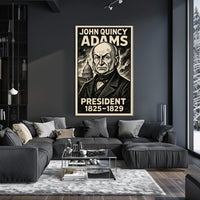 John Quincy Adams 6th President of the United States B & W Comic Sketch Poster