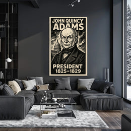 John Quincy Adams 6th President of the United States B & W Comic Sketch Poster
