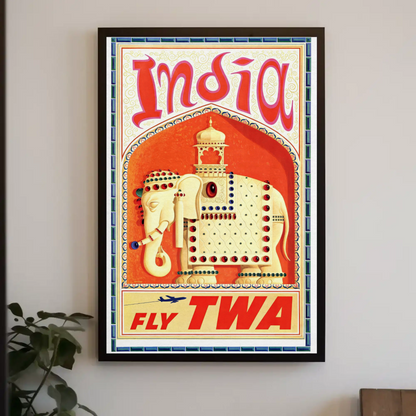 Fly TWA to India Travel Poster by David Klein
