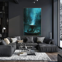 Mystical Ancient Temple with Enchanting Blue Flames PosterGoat