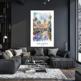 Orlando Watercolor Scene Poster PosterGoat