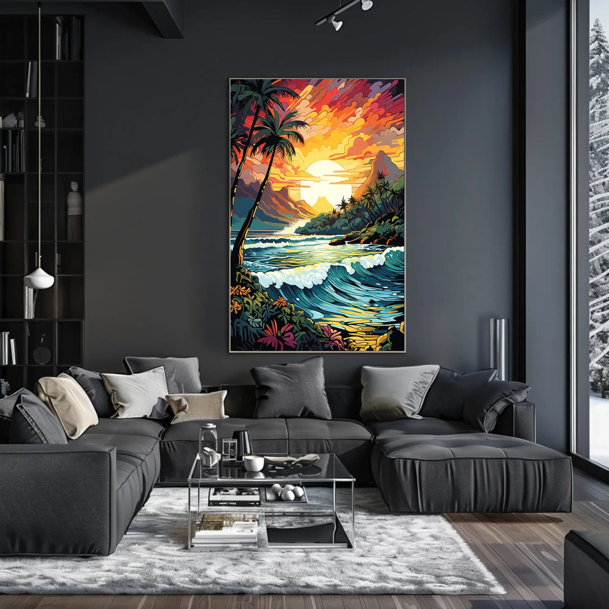 Tropical Sunset Coastal Scene Print: Travel Poster