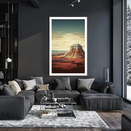 Desert Landscape Illustration Poster Modern Wall Art