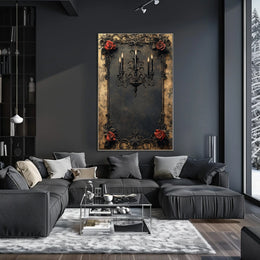 Gothic Chandelier and Roses Art Print Poster