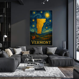 Vermont Starry Night Poster Vintage Travel Print