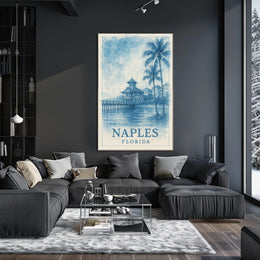 Naples Florida Poster Coastal Wall Art Beach Decor Sunset