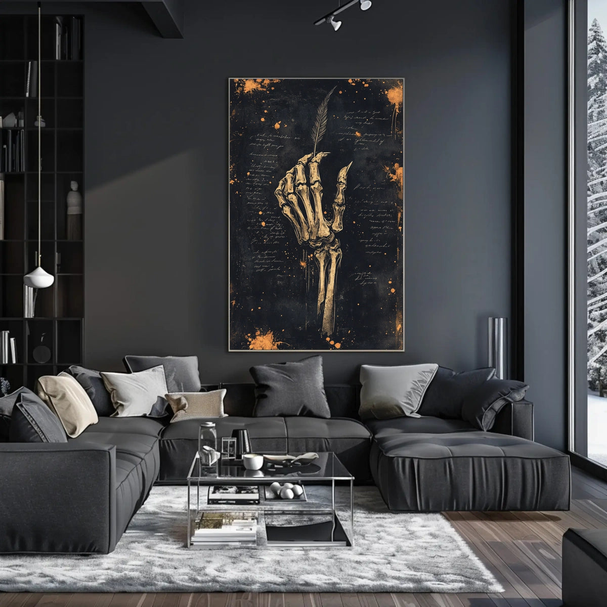 Skeleton Hand with Quill Art Artistic or Pop Culture Poster