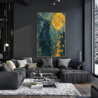 Futuristic Samurai Under A Full Moon Poster PosterGoat