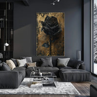 Black Rose Baroque Elegance in Artistic Poster PosterGoat