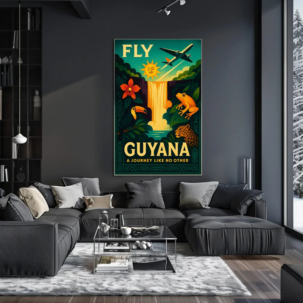 Vibrant Guyana Vintage Travel Adventure Poster PosterGoat