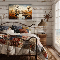 Surreal Landscape with Enigmatic Sculpture Artistic Poster
