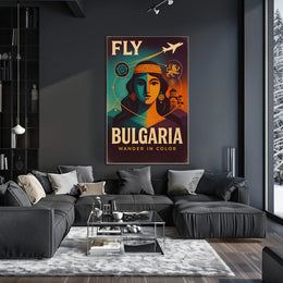 Fly Bulgaria Vintage Travel Poster PosterGoat