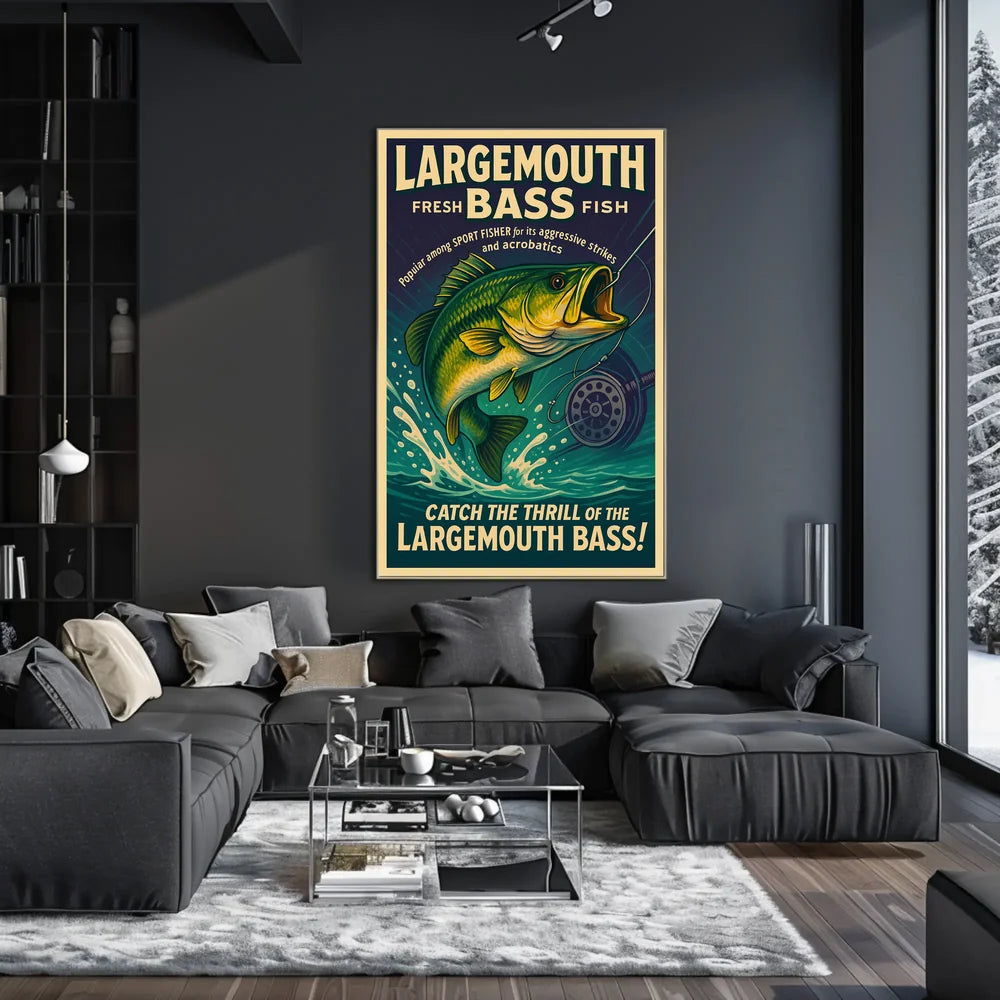 Bass Fishing Adventure Vintage Sports Poster PosterGoat