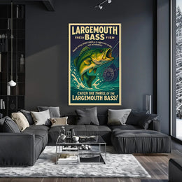 Bass Fishing Adventure Vintage Sports Poster PosterGoat