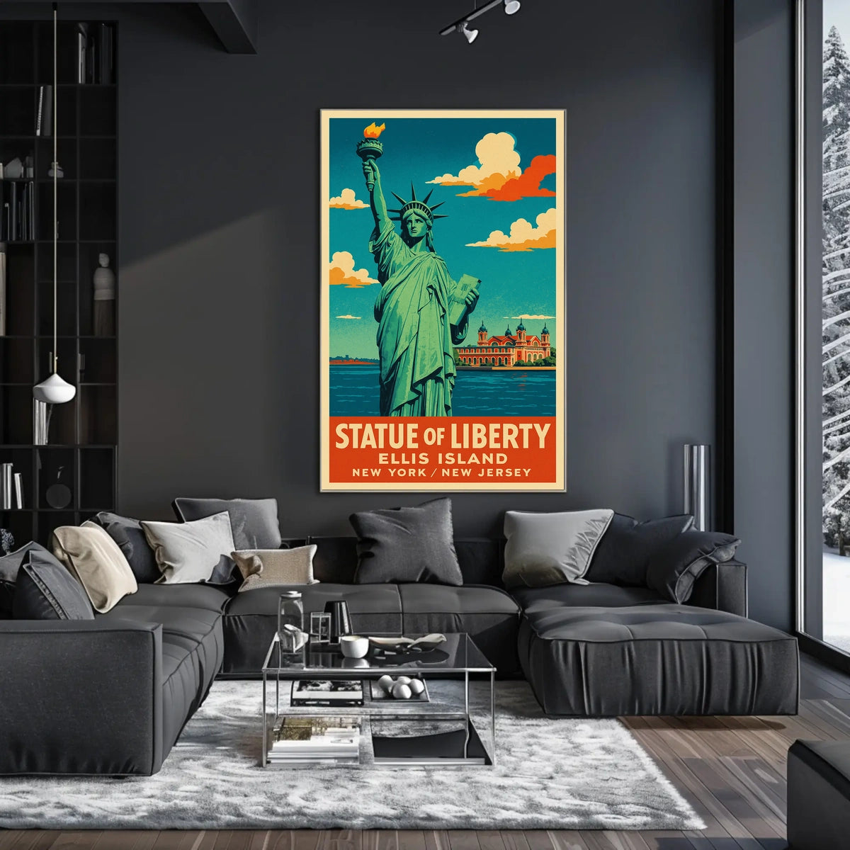 Statue Of Liberty And Ellis Island Poster