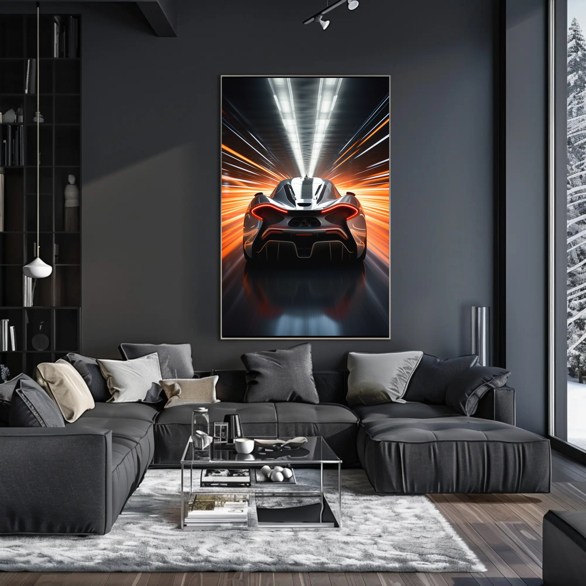 Sleek Modern Sports Car Racing Futuristic Sci-Fi Poster