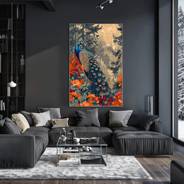 Majestic Peacock In Autumn Forest William Morris Art Poster