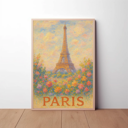 Paris Eiffel Tower Floral Pastel Art Poster Poster