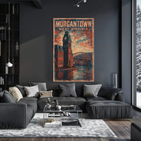 Morgantown Clock Tower River Art Deco Collectors Poster