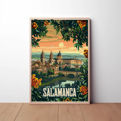 Salamanca Spain Sunset Cathedral Travel Poster