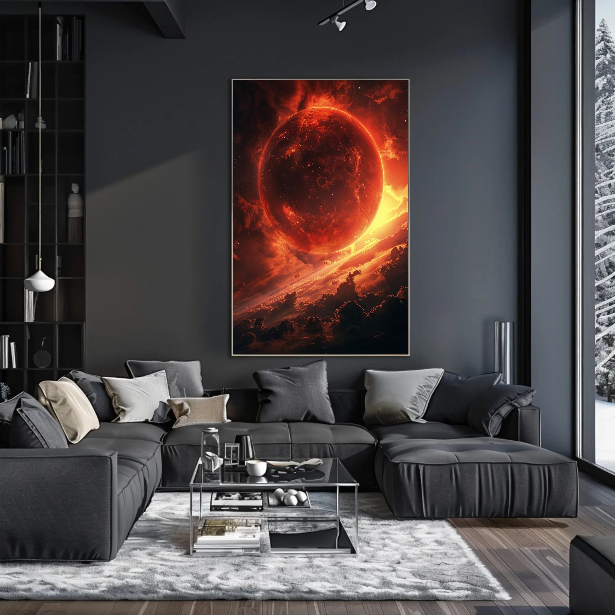 Fiery Cosmic Planet Sci-Fi Art Poster PosterGoat