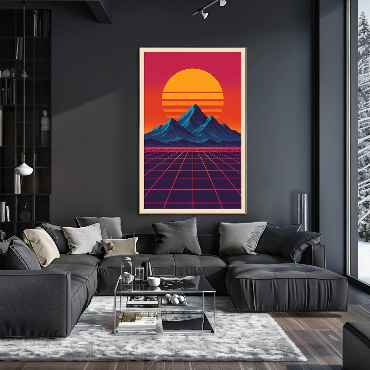 Retro-Futuristic Sunset Synthwave Futuristic Sci-Fi Poster