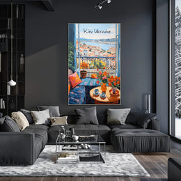 Scenic Balcony Overlooking Kiev Cityscape Poster
