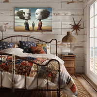 Surreal Puzzle-Head Landscape in Artistic Poster