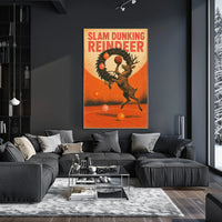 Slam Dunking Reindeer Poster