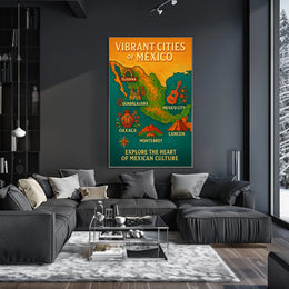 Vibrant Cities of Mexico Poster