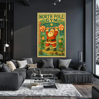 North Pole Gym Vintage Christmas Poster Art